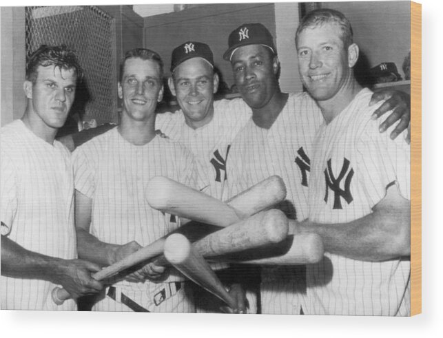1950's Wood Print featuring the photograph New York Yankee Sluggers by Underwood Archives