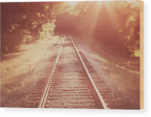 Railroad Wood Print featuring the photograph Next Stop Home by Amy Tyler