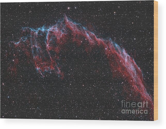 Night Wood Print featuring the photograph Ngc 6992, The Eastern Veil Nebula by Reinhold Wittich