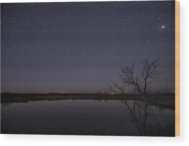 Alone Wood Print featuring the photograph Night Sky Reflection by Melany Sarafis