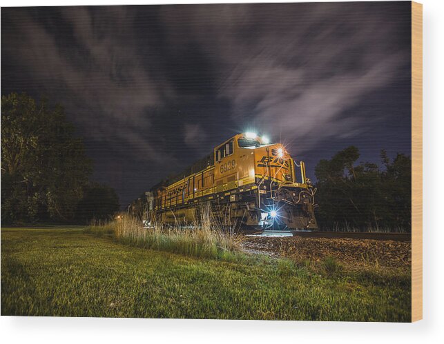 Night Train Wood Print featuring the photograph Night Train 3 by Aaron J Groen