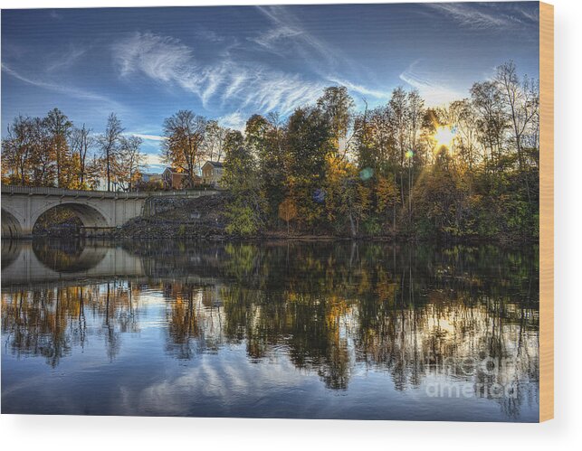 Hdr Wood Print featuring the photograph Niles Reflections by Scott Wood