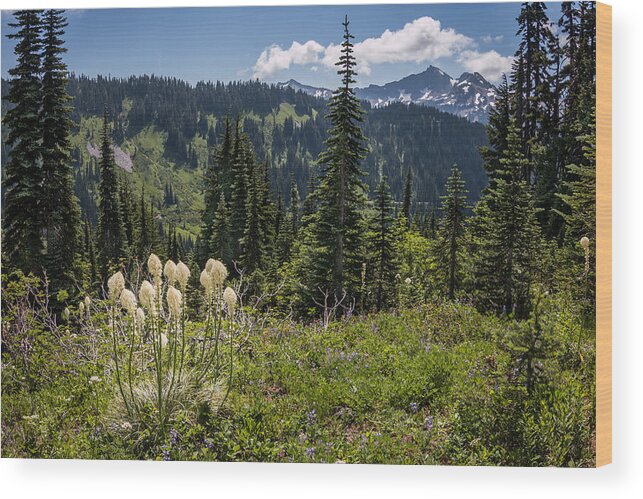 Bear Grass Wood Print featuring the photograph Bear Grass Flowers by Patti Deters