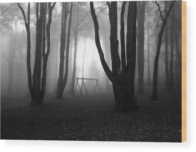 Bw Wood Print featuring the photograph No man's land by Jorge Maia