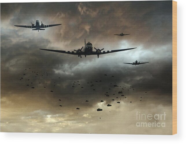 C47 Wood Print featuring the digital art Normandy Invasion by Airpower Art