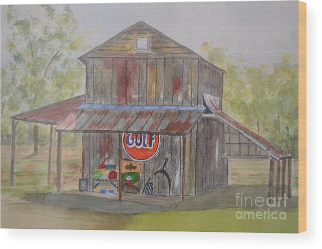 Barn Wood Print featuring the painting North Carolina Barn by Peggy Dickerson