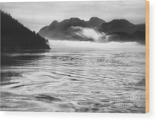 Black And White Photo Water Wood Print featuring the photograph Inside Passage Mist by Kate McKenna