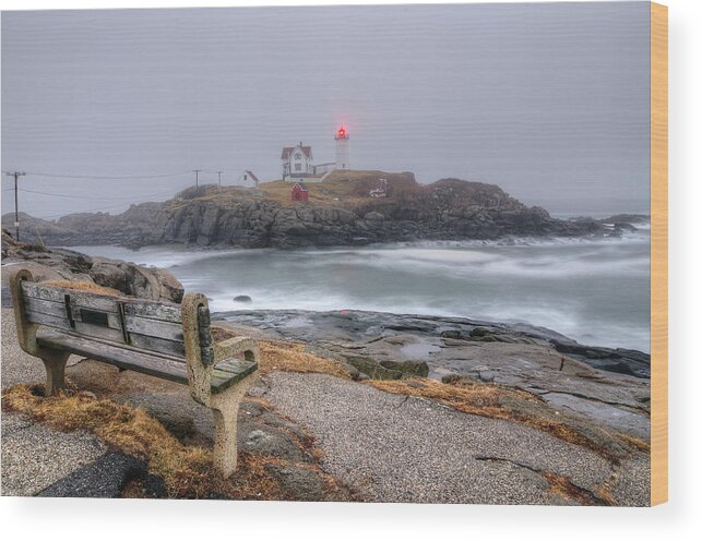Nubble Lighthouse. Lighthouse Wood Print featuring the photograph Nubble Lighthouse View by Donna Doherty