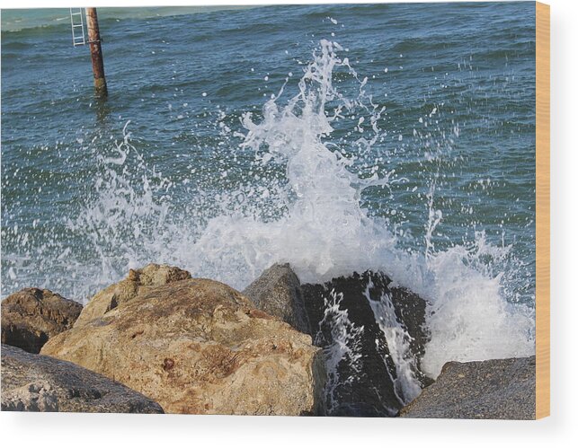 Ocean Wood Print featuring the photograph Ocean Spray by John Mathews