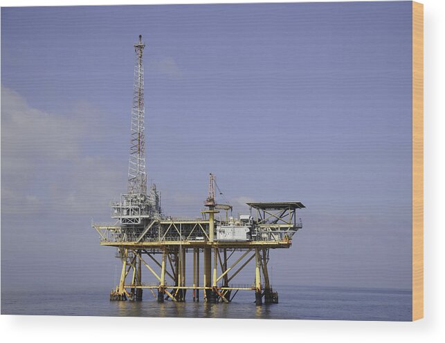  Oil Rig Wood Print featuring the photograph Offshore gas platform by Bradford Martin