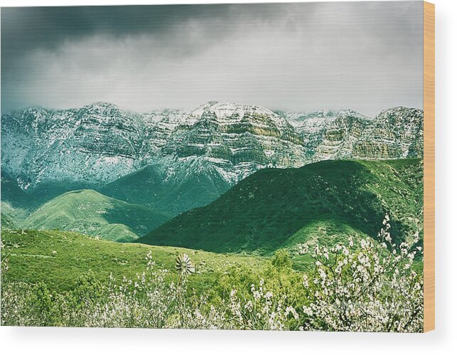 Ojai Wood Print featuring the photograph Ojai Mountain Snow by David Millenheft