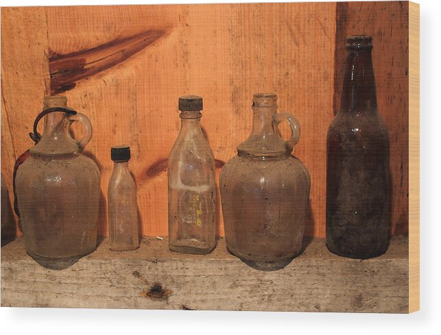 Bottle Wood Print featuring the photograph Old Bottles 2 by Mary Bedy