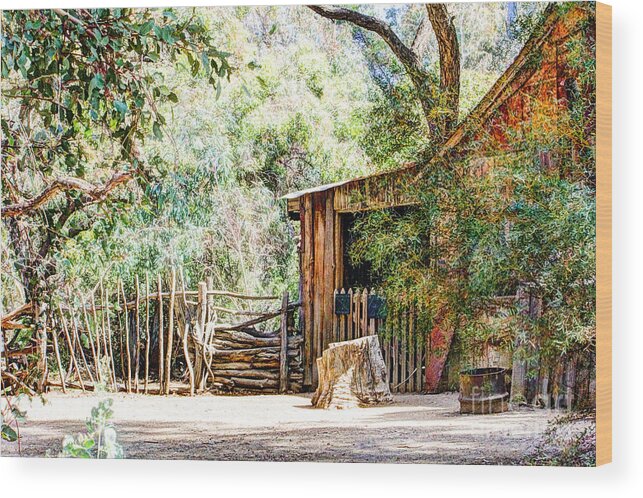 Old Farm Building Wood Print featuring the digital art Old Farm Building by Georgianne Giese