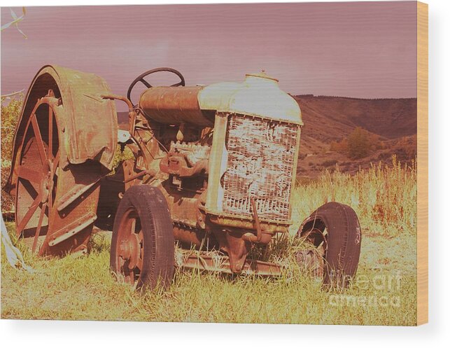 Rural Scenes Wood Print featuring the photograph Old Farm Tractor by Jeff Swan