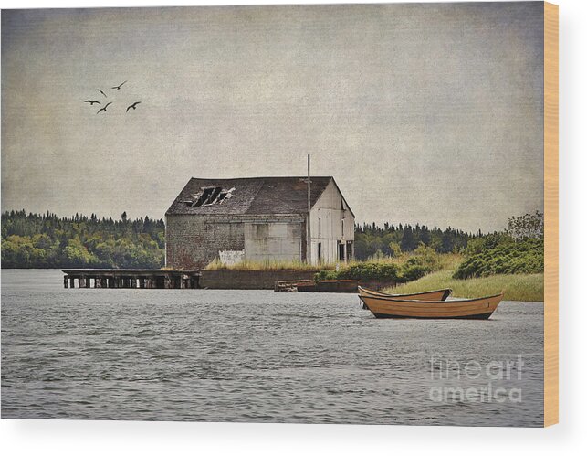 Maine Wood Print featuring the photograph Old Fishing Days by Karin Pinkham