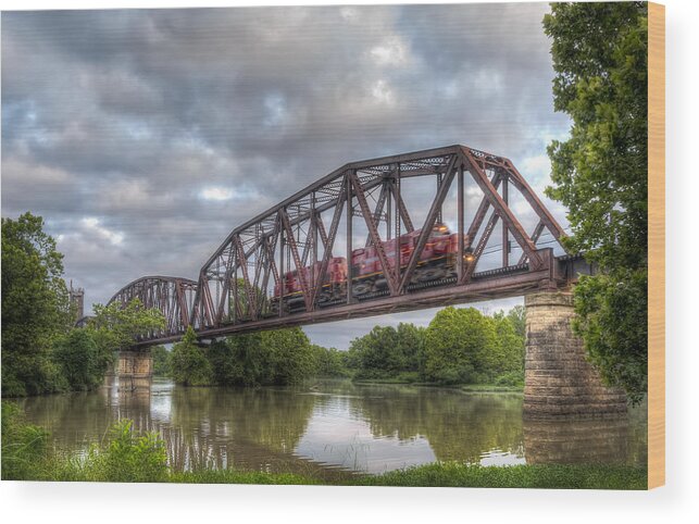 A&m Railroad Wood Print featuring the photograph Old Frisco Bridge by James Barber