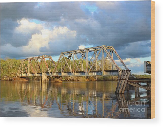 Landscape Wood Print featuring the photograph Old Railroad Bridge by Andre Turner