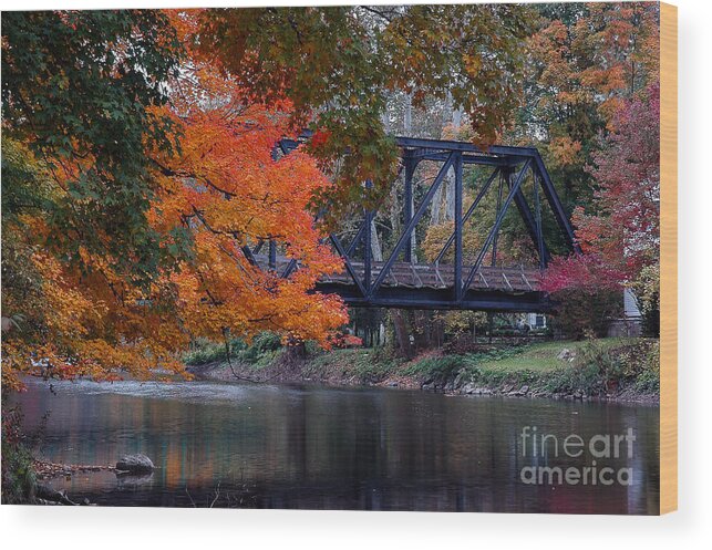 Cleveland Wood Print featuring the photograph Old railroad bridge in the fall by Paul Quinn