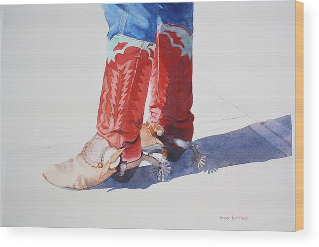 Cowboy Boots Wood Print featuring the painting Old Soles by Brenda Beck Fisher