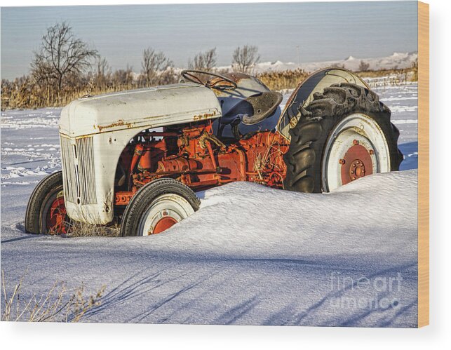 Tractor Wood Print featuring the photograph Old Tractor in the Snow by Richard Lynch