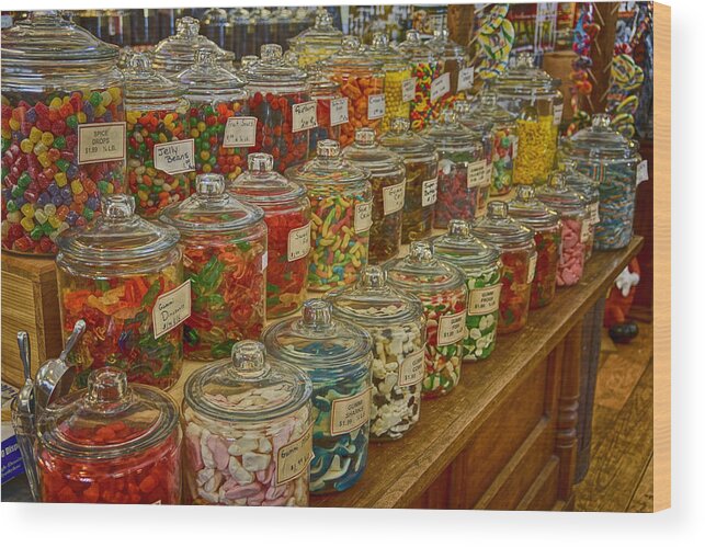 Old Village Mercantile Wood Print featuring the photograph Old Village Mercantile Caledonia MO Candy Jars DSC04014 by Greg Kluempers