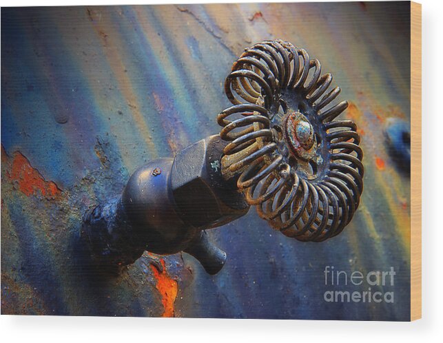 Steam Valve Shutoff Wood Print featuring the photograph On Or Off by Michael Eingle