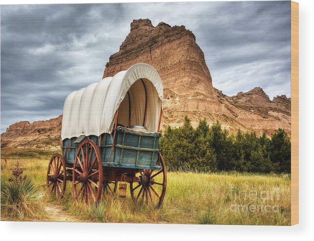 Covered Wagons Wood Print featuring the photograph On The Oregon Trail by Mel Steinhauer