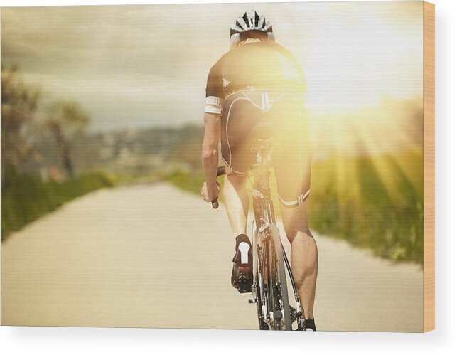 Mature Adult Wood Print featuring the photograph One man and his bicycle by Sohl