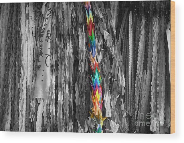 Origami Wood Print featuring the photograph One Thousand Paper Cranes by Cassandra Buckley