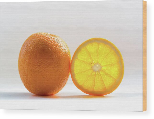 White Background Wood Print featuring the photograph Orange Fruit Composition by By Felix Schmidt