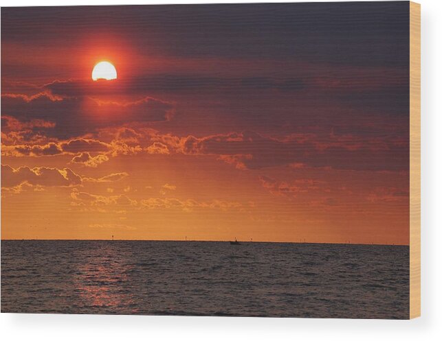 Alabama Wood Print featuring the digital art Orange Sunset Over Oyster Bay by Michael Thomas