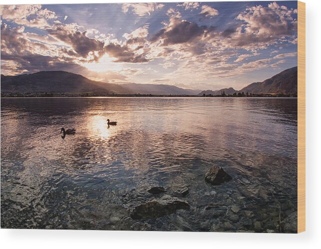 Canada Wood Print featuring the photograph Osoyoos Lake Sunset by Allan Van Gasbeck