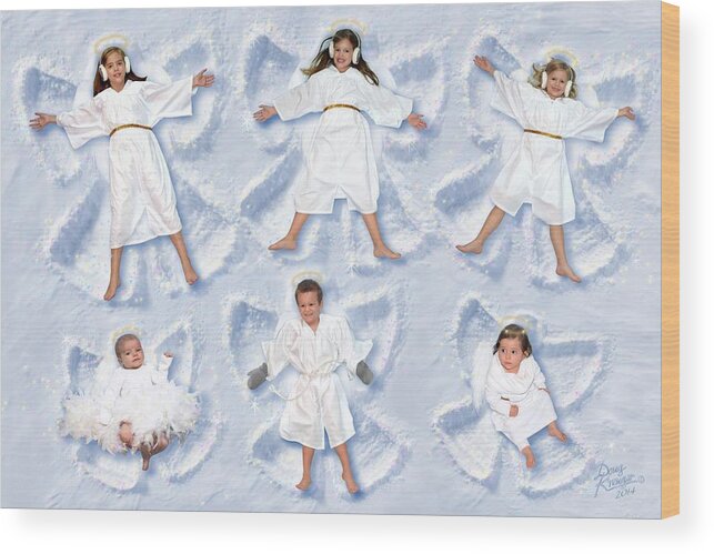 Christmas Snow Angels Wood Print featuring the photograph Our Christmas Snow Angels by Doug Kreuger