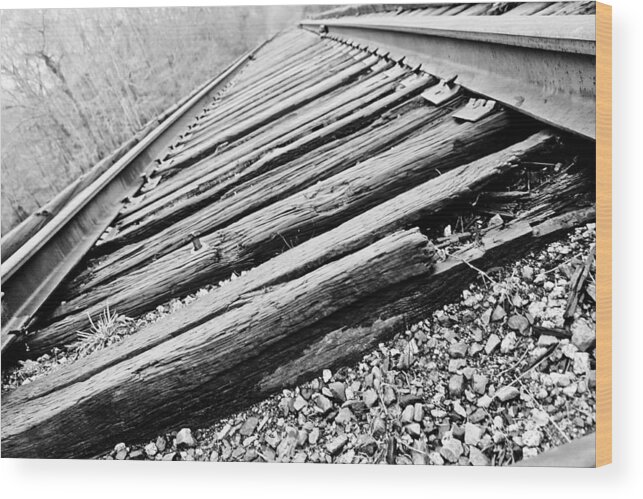 Broken Train Tracks Wood Print featuring the photograph Out of Order by Jessica Brown
