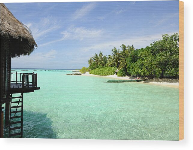 Seascape Wood Print featuring the photograph Outlook On A Maldives Island by Wolfgang steiner
