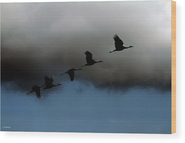 Geese Wood Print featuring the photograph Outrunning The Storm by Jackson Pearson