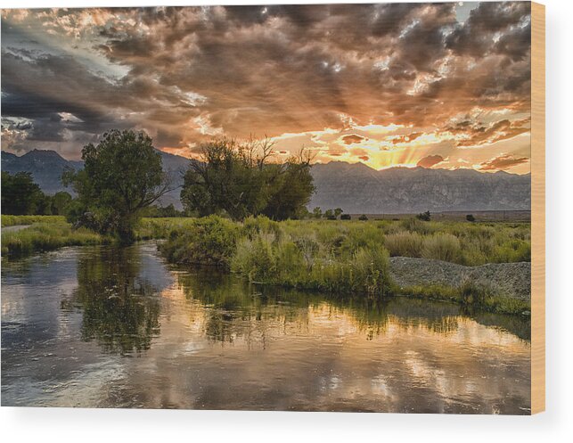 Sunset Wood Print featuring the photograph Owens River Sunset by Cat Connor