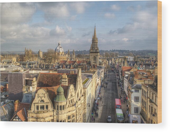 Oxford Wood Print featuring the photograph Oxford High Street by Chris Day