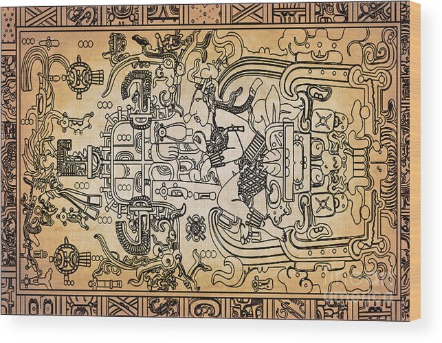 Archeology Wood Print featuring the photograph Pakal Sarcophagus Lid 1 by Gary Keesler