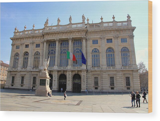 Palazzo Wood Print featuring the photograph Palazzo Madama in Turin by Valentino Visentini