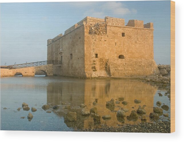  Cyprus Wood Print featuring the photograph Paphos Harbour Castle by Jeremy Voisey