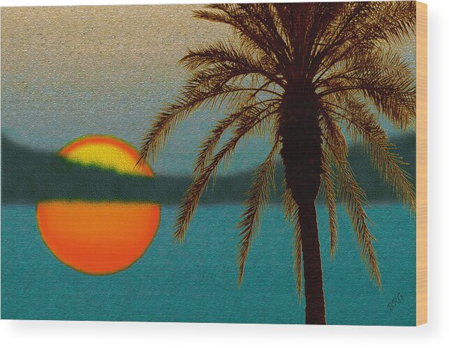 Sunset Wood Print featuring the digital art Paradise Sun by Ben and Raisa Gertsberg