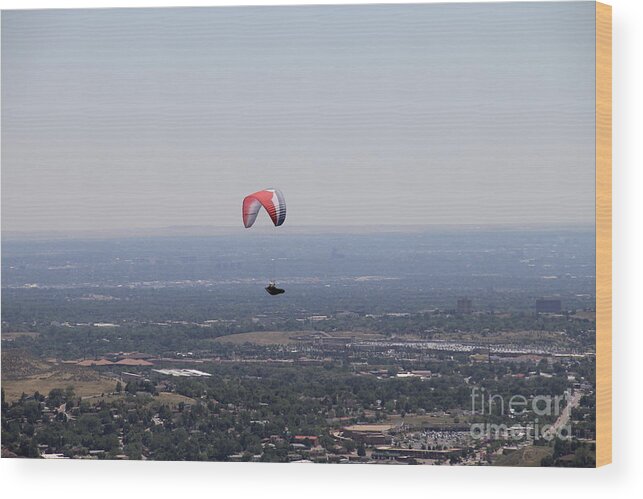 Parachute Wood Print featuring the photograph Paragliding over Golden by Chris Thomas