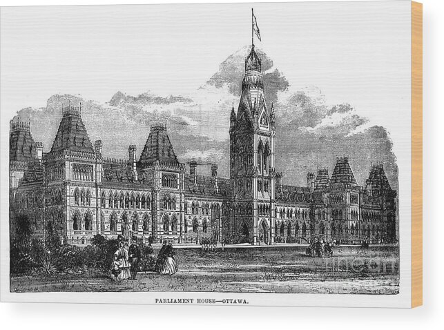 Canada Wood Print featuring the drawing Parliament Building - Ottawa - 1878 by Art MacKay