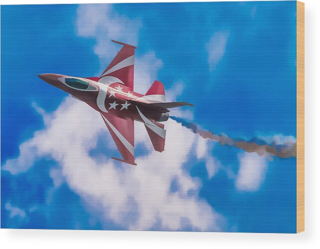 2014 Wood Print featuring the digital art Pastel F-16 by Ray Shiu
