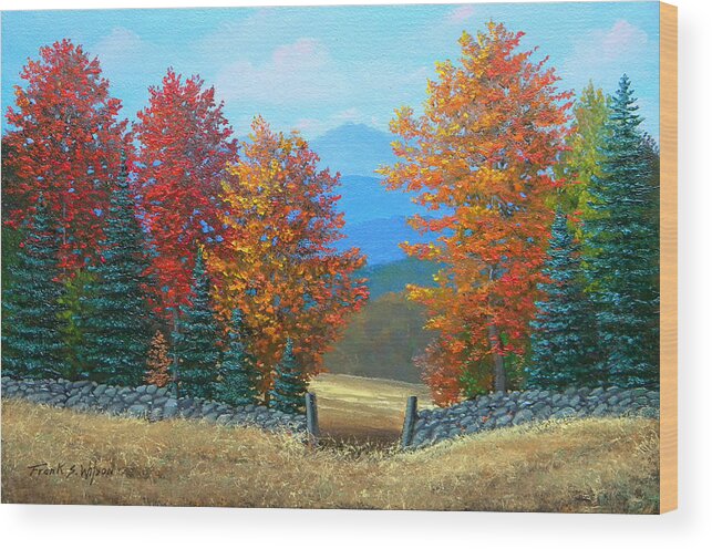 Autumn Wood Print featuring the painting Pasture Gate In Autumn by Frank Wilson