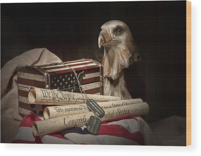 Eagle Wood Print featuring the photograph Patriotism by Tom Mc Nemar