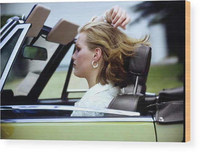 #condenastvoguephotograph Wood Print featuring the photograph Patti Hansen Driving A Car by Arthur Elgort