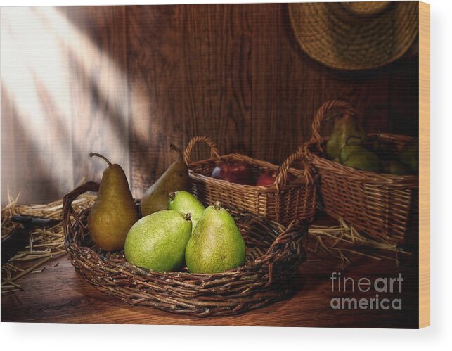 Pears Wood Print featuring the photograph Pears at the Old Farm Market by Olivier Le Queinec