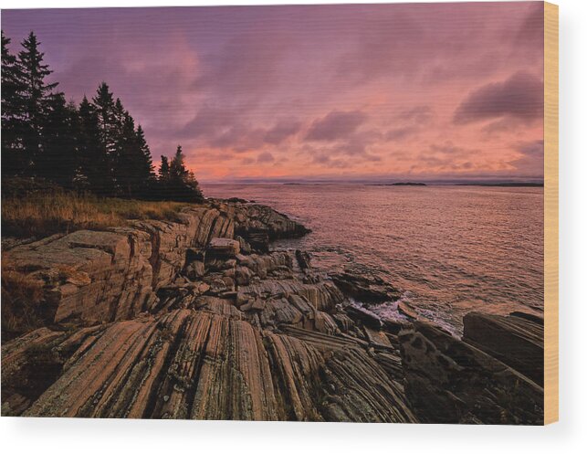 Pemaquid Point Wood Print featuring the photograph Pemaquid Point Sunset by Mitchell R Grosky